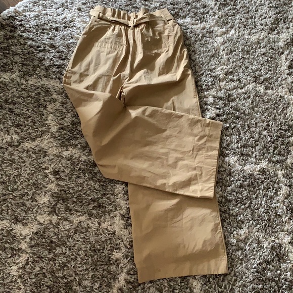 Mango beige wide leg pants paper bag waist - Picture 4 of 7